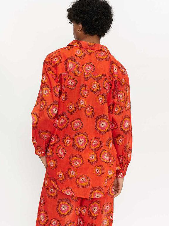 Compañia Fantasica - Button Down Shirt - Tomato Red Floral-Compañia Fantasica-treehaus