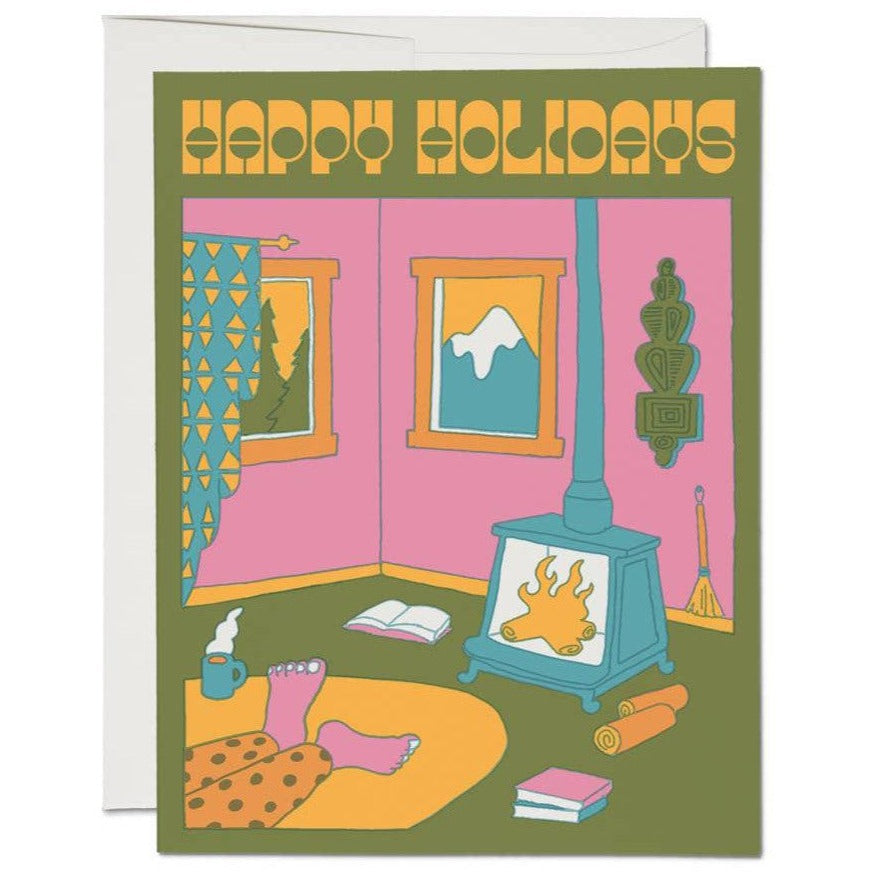 Red Cap Cards - Fireside Holiday Card - Boxed Set-Red Cap Cards-treehaus