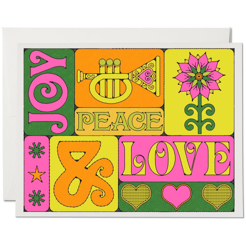 Red Cap Cards - Peace, Love, Joy holiday card - Boxed Set-Red Cap Cards-treehaus