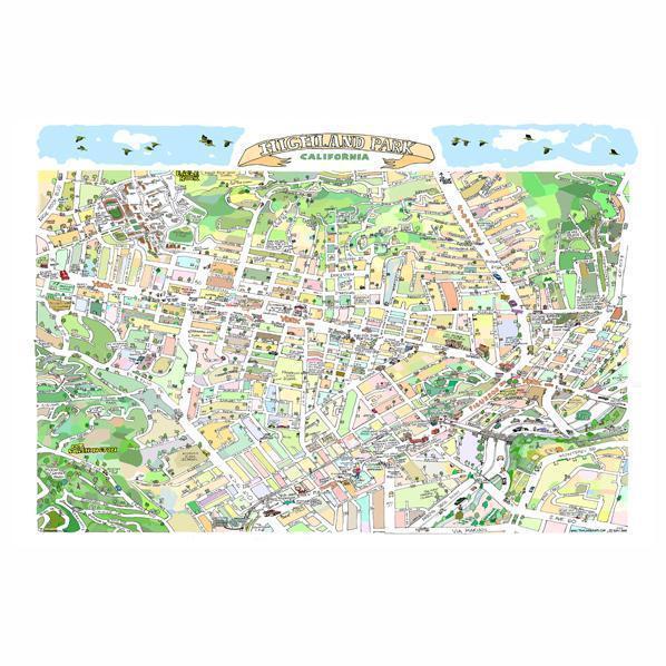 Tom Lamb - Highland Park Illustrated Map-Tom Lamb Maps-treehaus