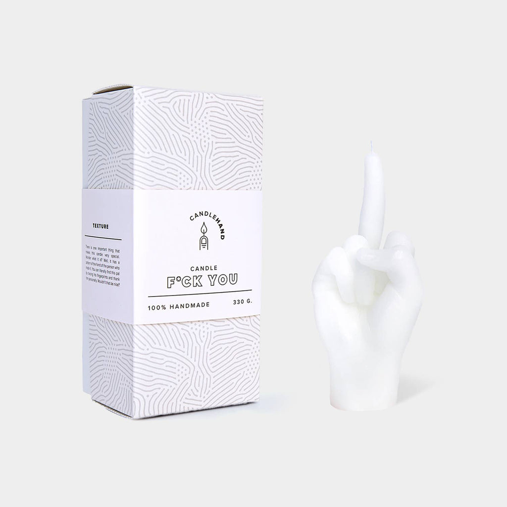 54 Celsius - CandleHand "F*ck You" Candle - Handmade, 8" Tall, Real Skin: White-54 Celsius-treehaus