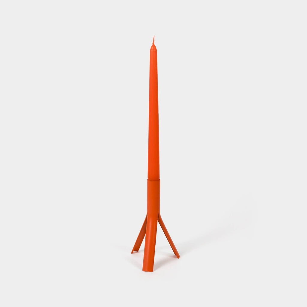 54 Celsius - Set - Taper Candles (4 Pack) + Steel Rocket Candle Holder - Orange-54 Celsius-treehaus