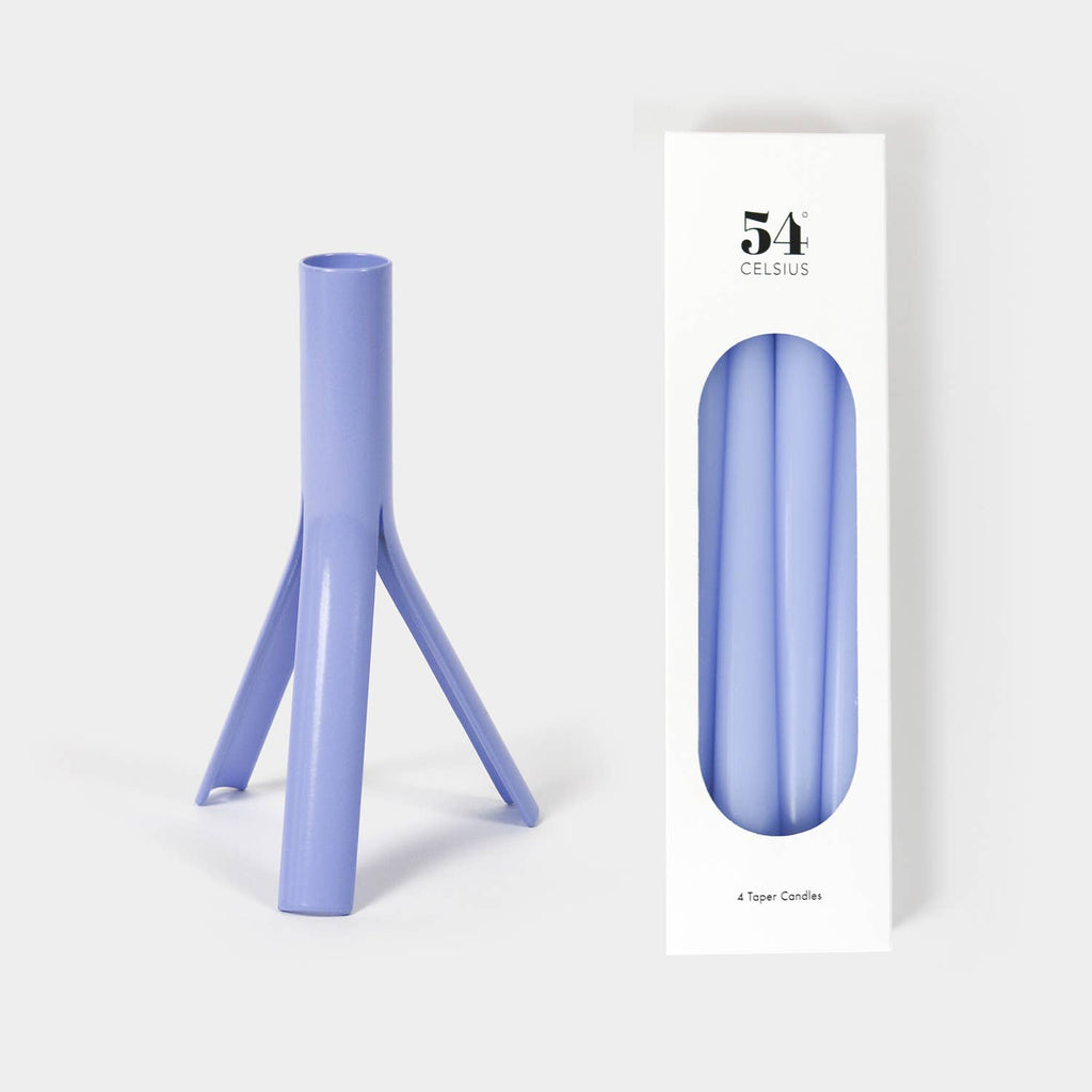 54 Celsius - Set Taper Candles (4 Pack) + Steel Rocket Holder - Lavender-54 Celsius-treehaus