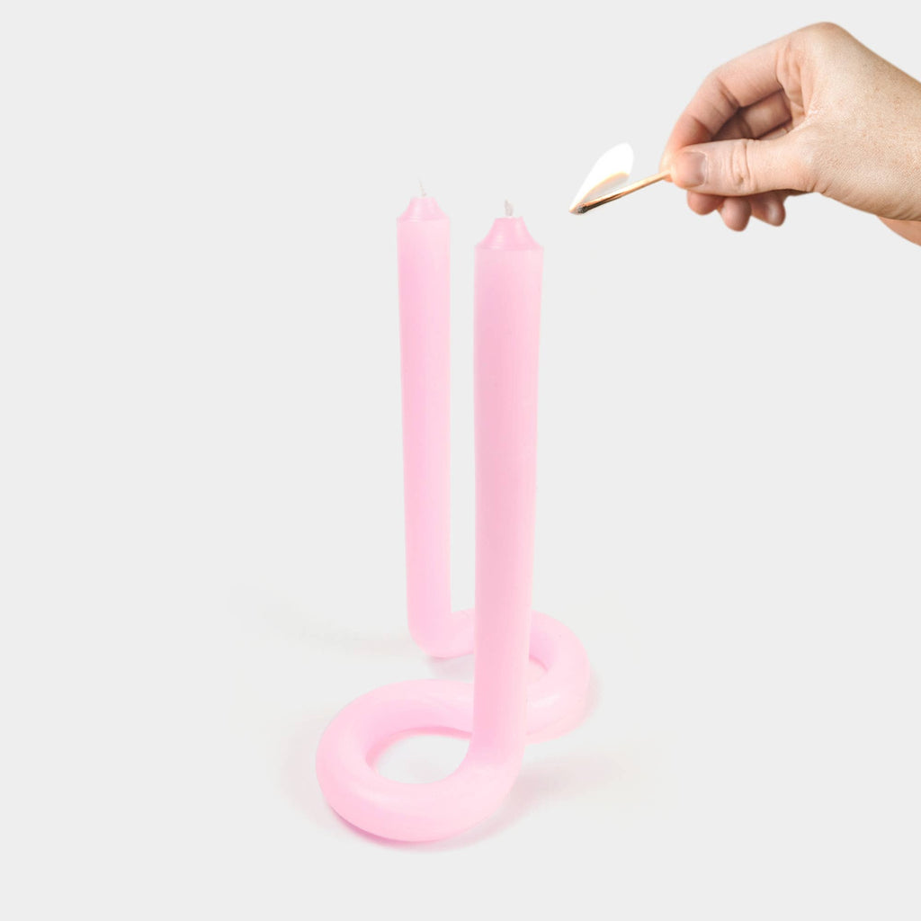 54 Celsius - Twist Candle Sticks 9.5" - Light Pink-54 Celsius-treehaus