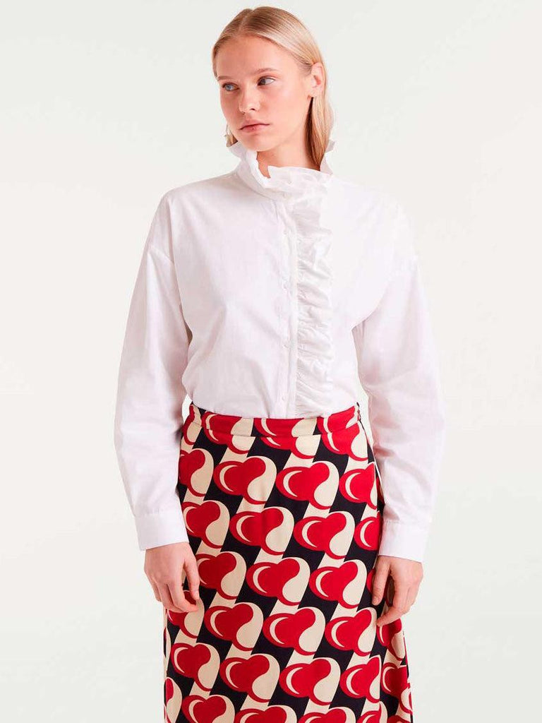 Compañia Fantasica - Ruffle Front Shirt - White-Compañia Fantasica-treehaus