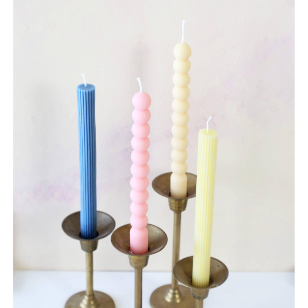 Acute Designs - Taper Candles Lined - Dusty blue - Set of two-Acute Designs-treehaus