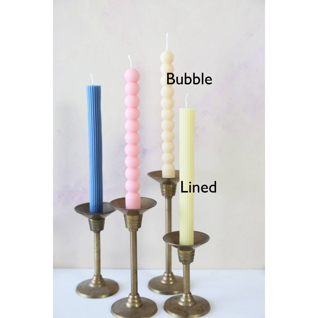 Acute Designs - Taper Candles Lined - Dusty blue - Set of two-Acute Designs-treehaus
