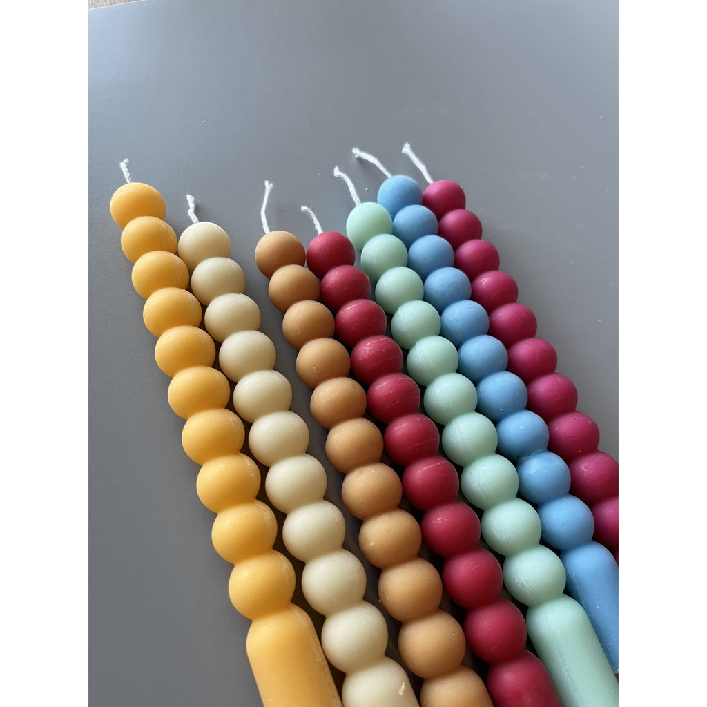 Acute Designs - Taper Candles Lined - Dusty blue - Set of two-Acute Designs-treehaus