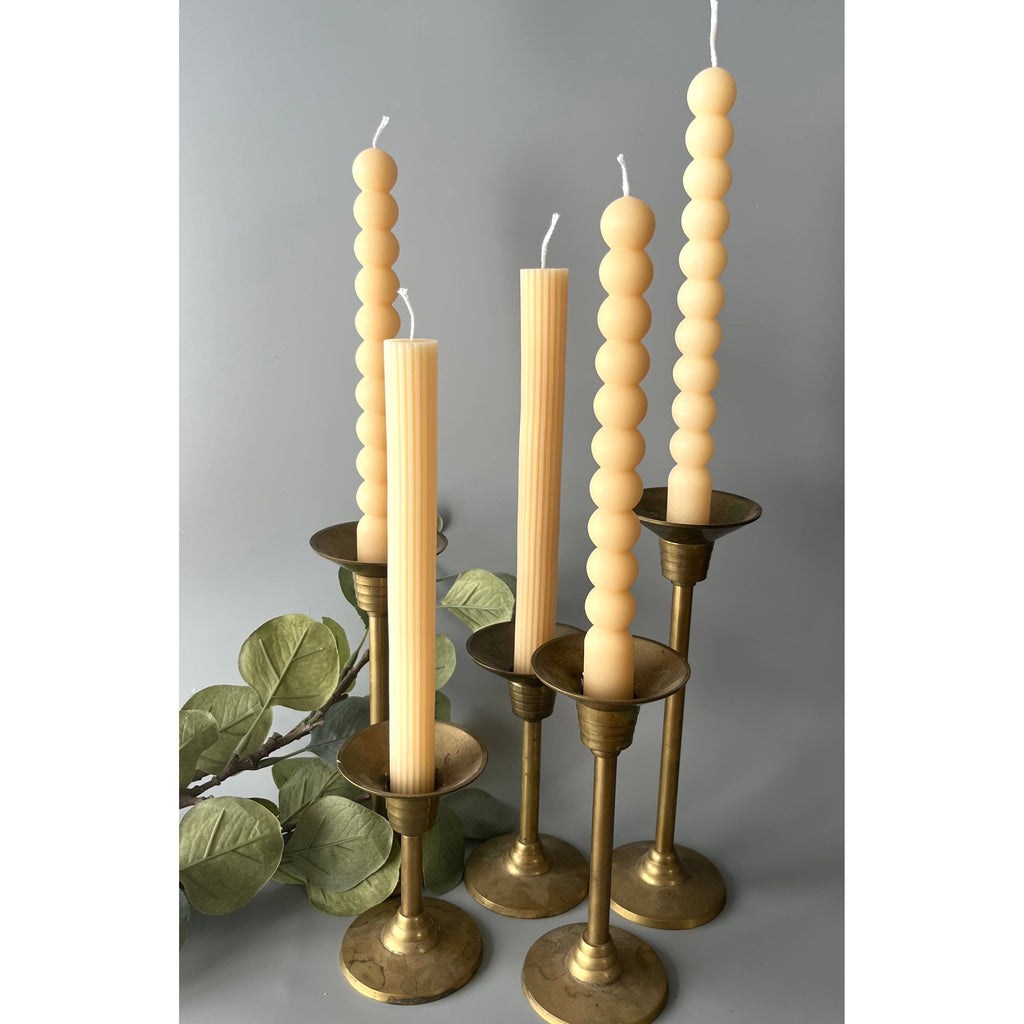 Acute Designs - Taper Candles Lined - Dusty blue - Set of two-Acute Designs-treehaus