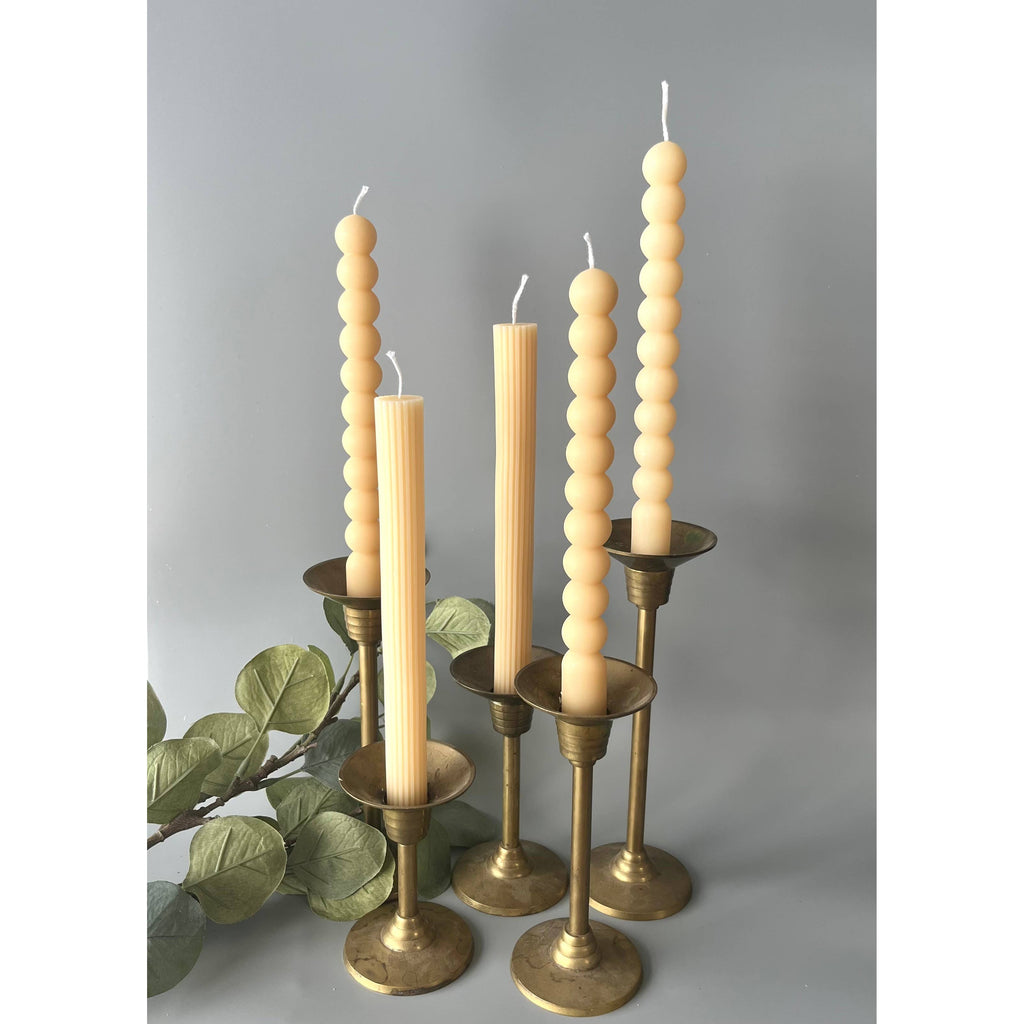 Acute Designs - Taper Candles Lined - Dusty blue - Set of two-Acute Designs-treehaus