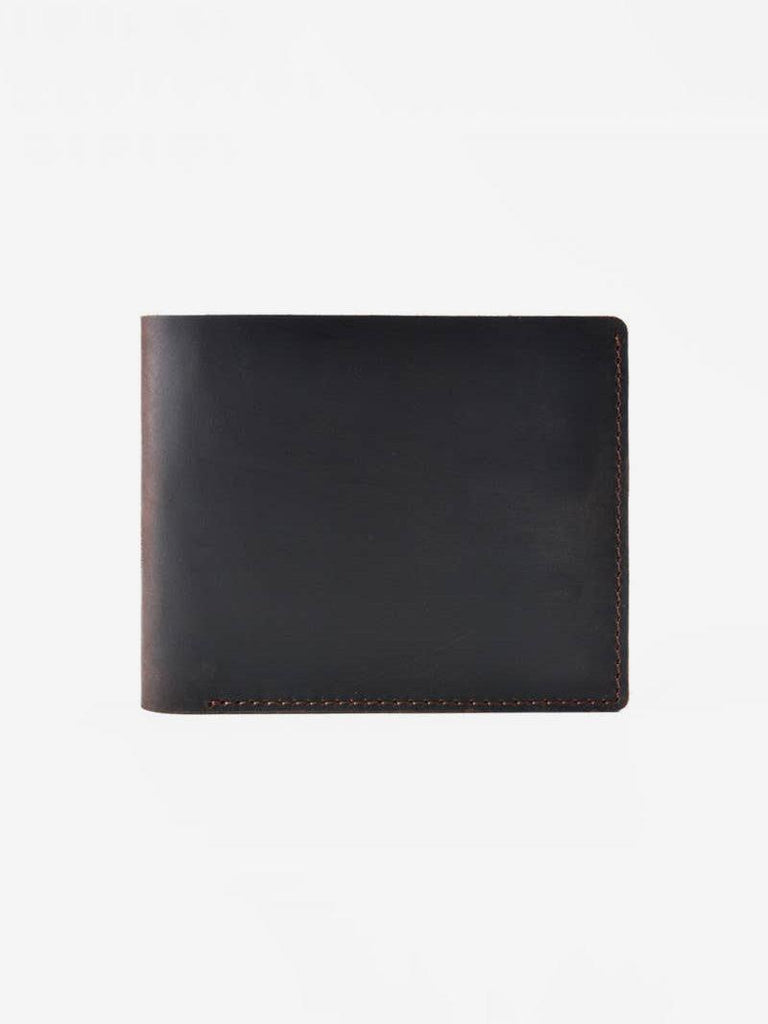 American Leather Goods - Handmade Leather Bifold Wallet - Black-American Leather Goods-treehaus