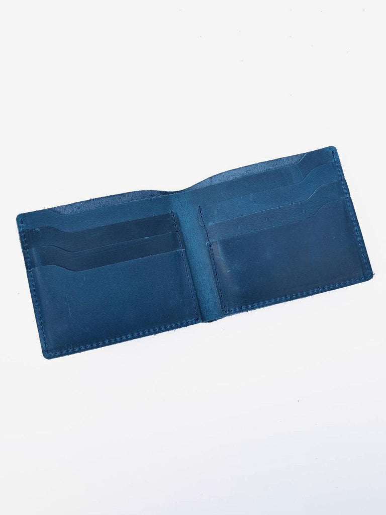 American Handmade Leather Bifold Wallet - Blue-American Leather Goods-treehaus