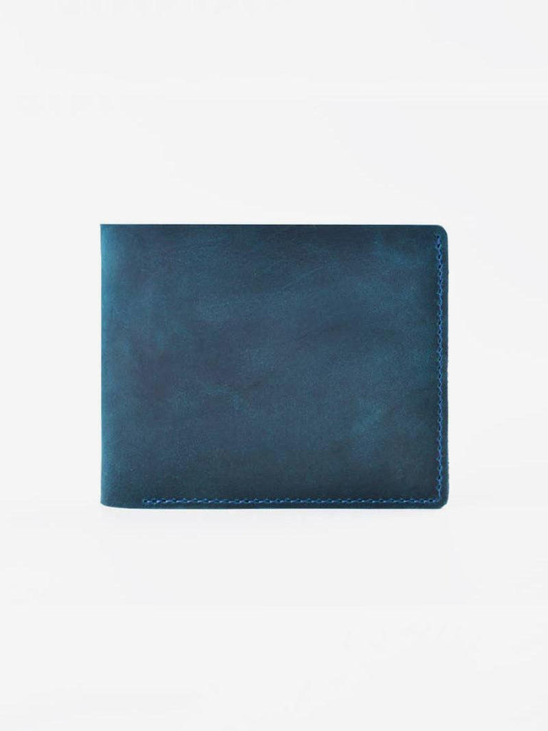 American Handmade Leather Bifold Wallet - Blue-American Leather Goods-treehaus
