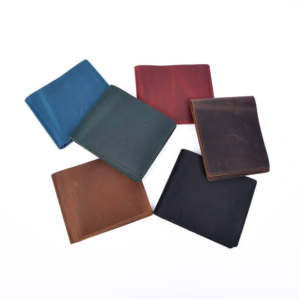 American Leather Goods - Handmade Leather Bifold Wallet - Green-American Leather Goods-treehaus