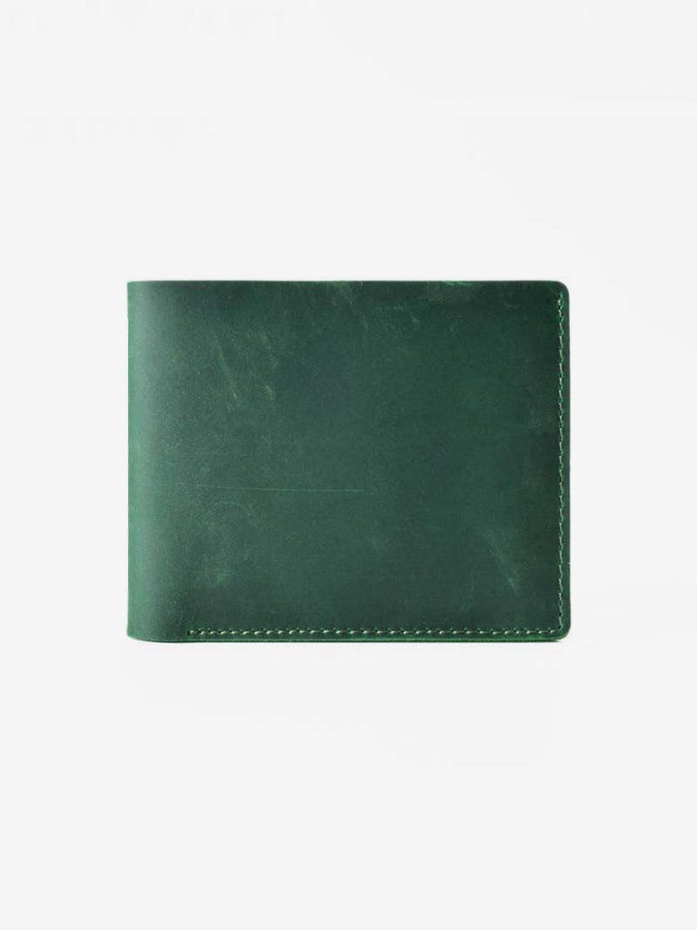American Leather Goods - Handmade Leather Bifold Wallet - Green-American Leather Goods-treehaus
