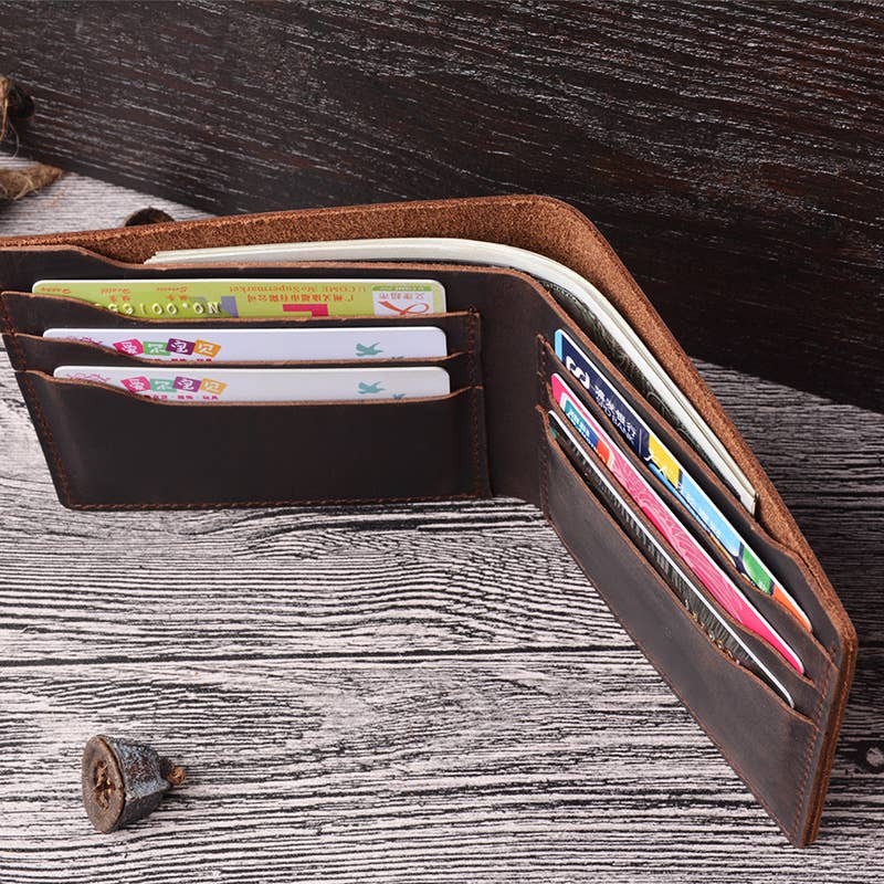 American Leather Goods - Handmade Leather Bifold Wallet - Red-American Leather Goods-treehaus