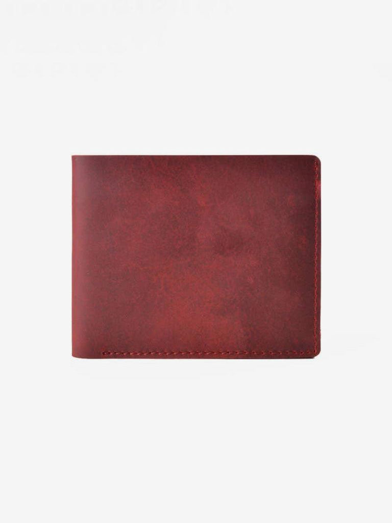 American Leather Goods - Handmade Leather Bifold Wallet - Red-American Leather Goods-treehaus