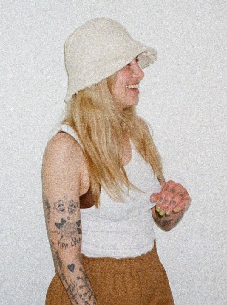 Ashley Rowe - Small Brim Bucket Hat - Cream-Ashley Rowe-treehaus