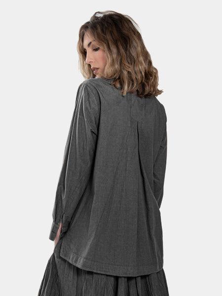 Baci - Ruffle Strip Blouse - Pewter-Baci-treehaus