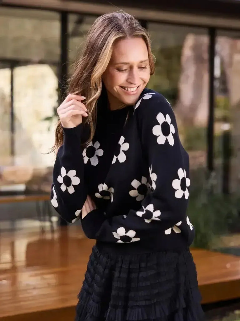 Brave + True - Flower Knit - Black w/ Natural-brave+true-treehaus