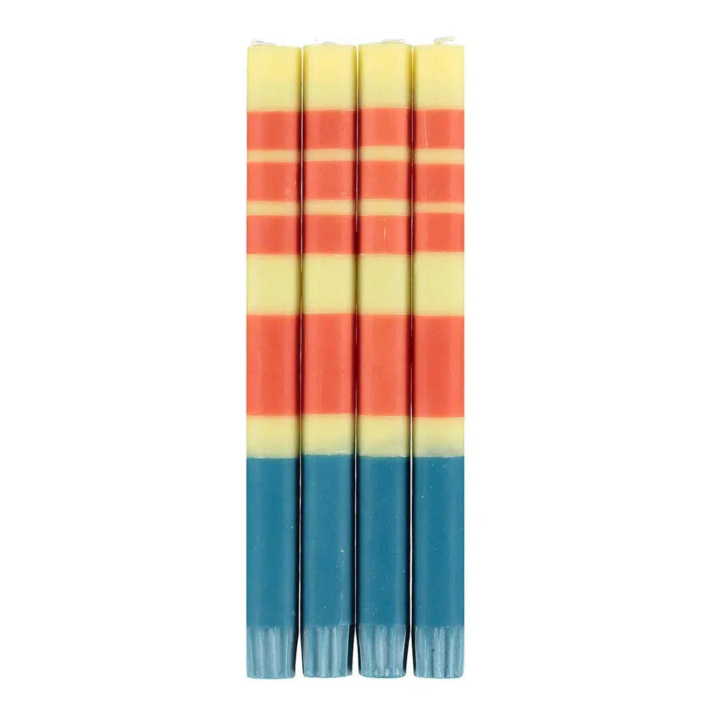 British Colour Standard - Striped Taper Candles - Jasmine, Rust, Petrol - 4 pack-British Colour Standard-treehaus