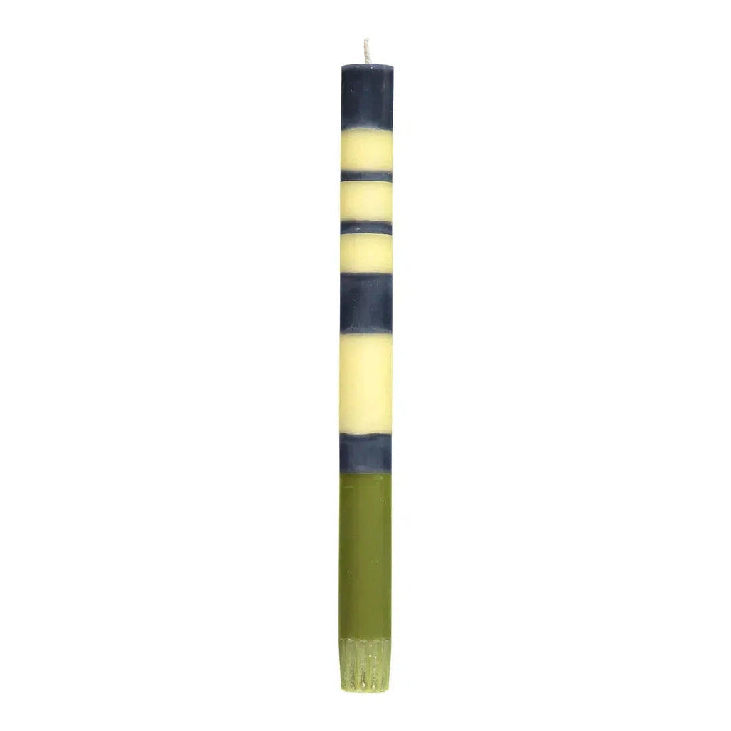 British Colour Standard - Striped Taper Candles - Olive, Indigo, Jasmine - 4 pack-British Colour Standard-treehaus