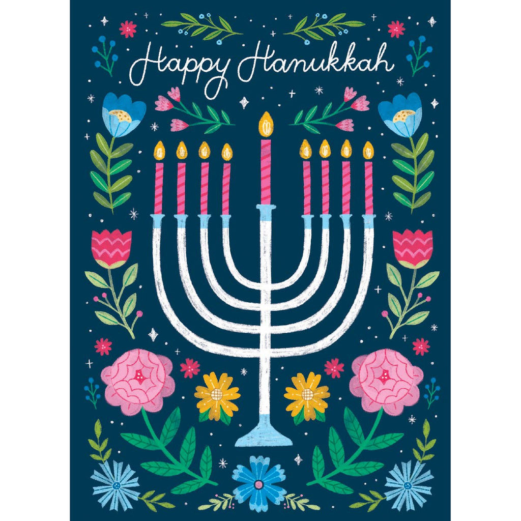 Calypso Cards Inc. - Menorah Flowers Card-Calypso Cards Inc.-treehaus