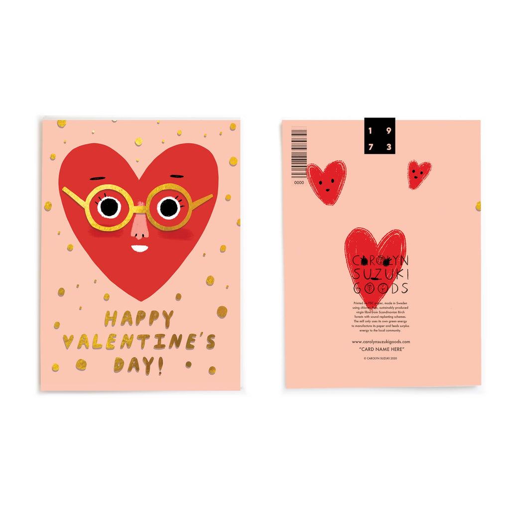 Carolyn Suzuki - HEART FACE - Valentine's Day Card-Carolyn Suzuki-treehaus