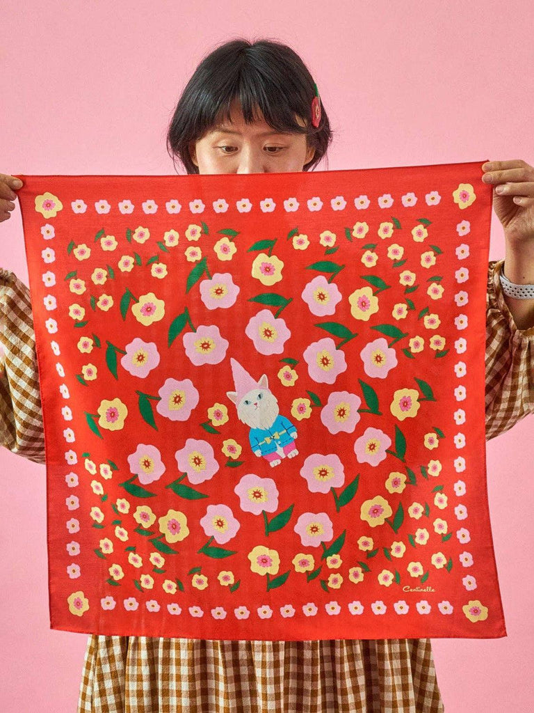 Centinelle - Cat Garden Gnome - Cotton Silk Bandana-Centinelle-treehaus