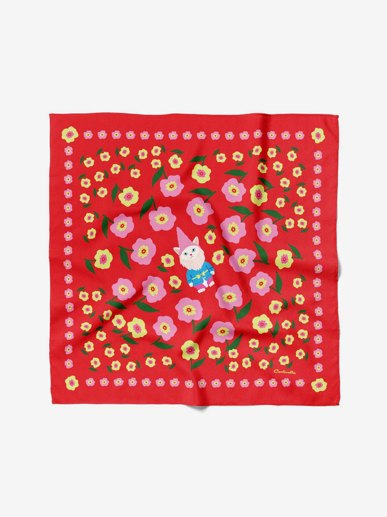 Centinelle - Cat Garden Gnome - Cotton Silk Bandana-Centinelle-treehaus