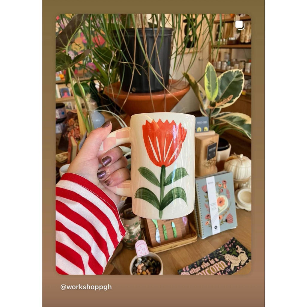 Handmade Coffee Mug - Red Flower-ChagoArt-treehaus