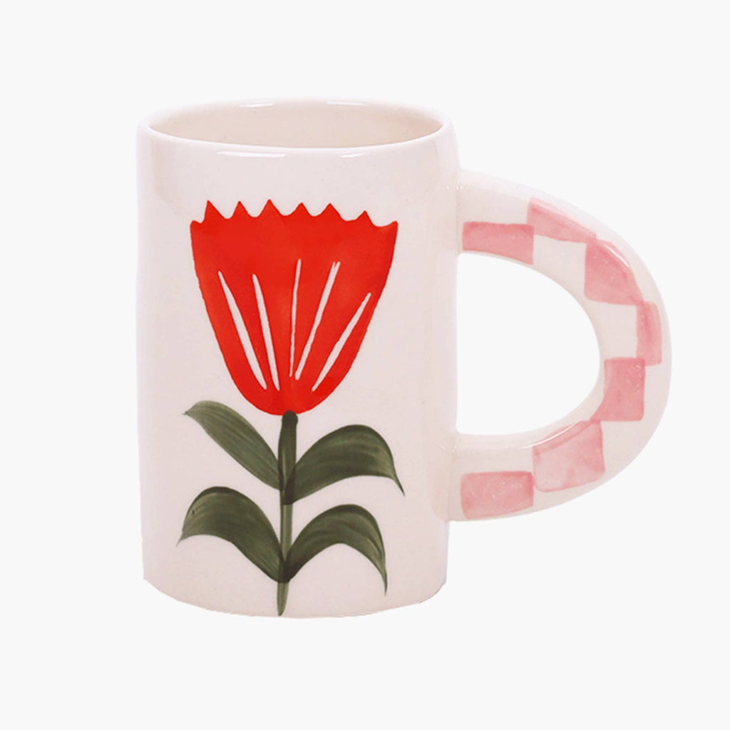 Handmade Coffee Mug - Red Flower-ChagoArt-treehaus
