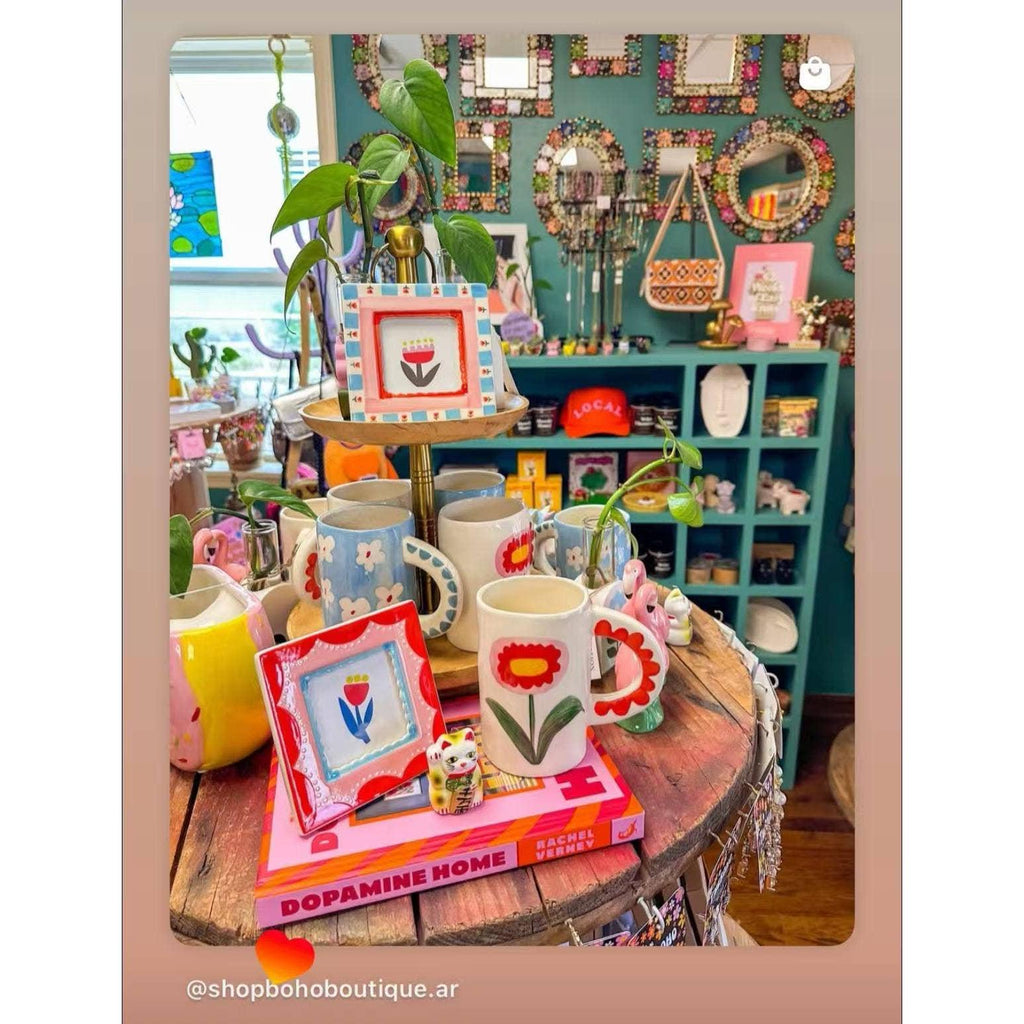 Handmade Coffee Mug - Red/Pink Flower-ChagoArt-treehaus