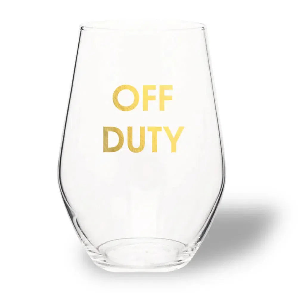 Chez Gagné - Off Duty - Stemless Wine Glass-Chez Gagné-treehaus