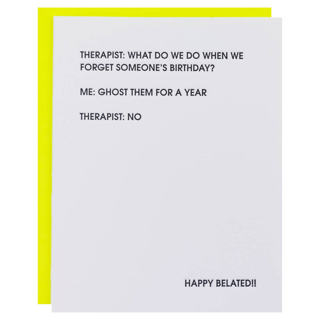 Chez Gagné - Therapist: Ghost Them Birthday - Letterpress Card-Chez Gagné-treehaus
