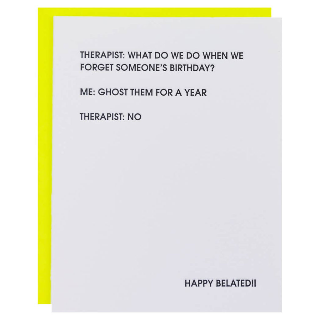 Chez Gagné - Therapist: Ghost Them - Letterpress Birthday Card-Chez Gagné-treehaus