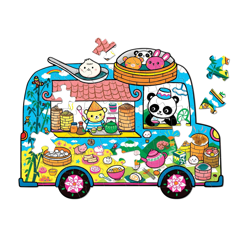 Chronicle - Shaped Scene Dumpling Truck 75 Pc Puzzle (Mudpuppy)-Chronicle-treehaus