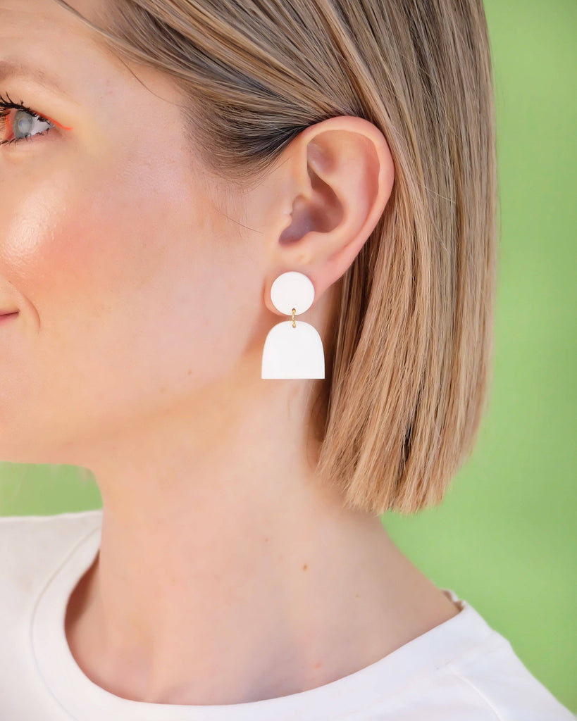Combinist Goods - Lad Earrings: 2- White-Combinist Goods-treehaus