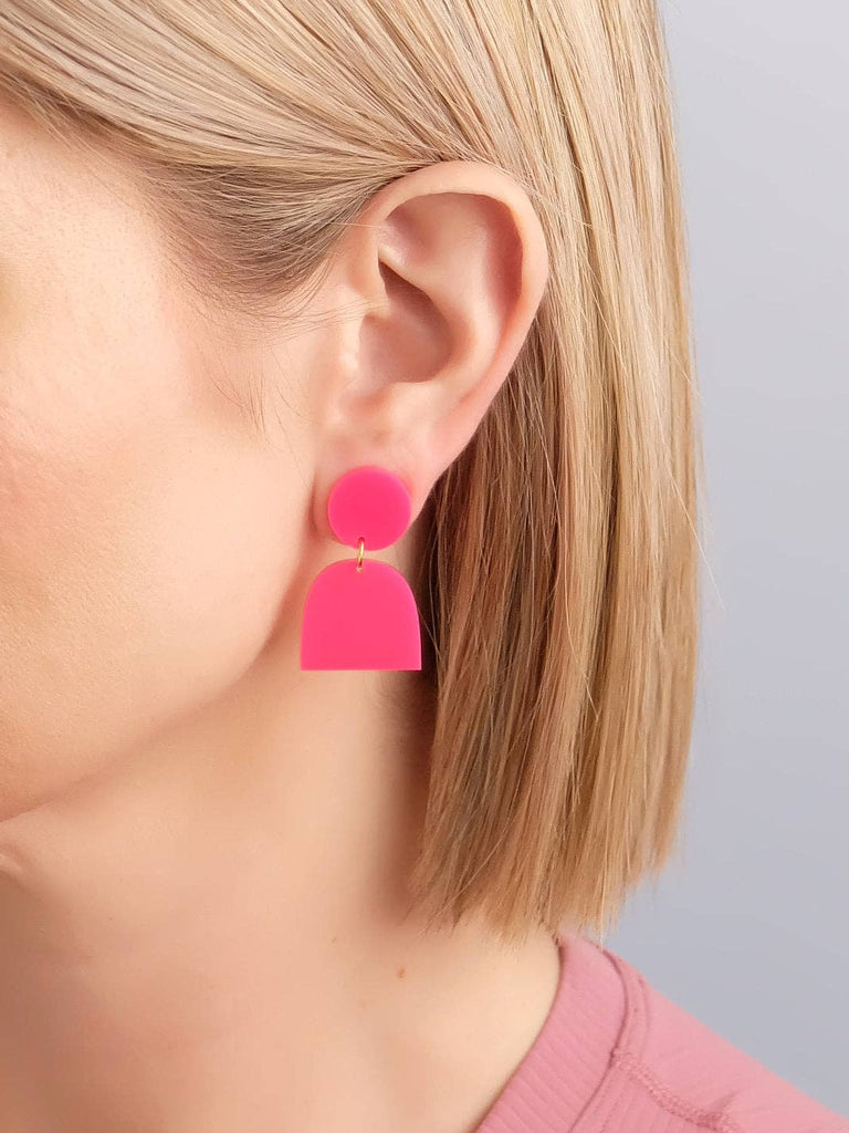 Combinist Goods - Lad Earrings - Hot Pink-Combinist Goods-treehaus