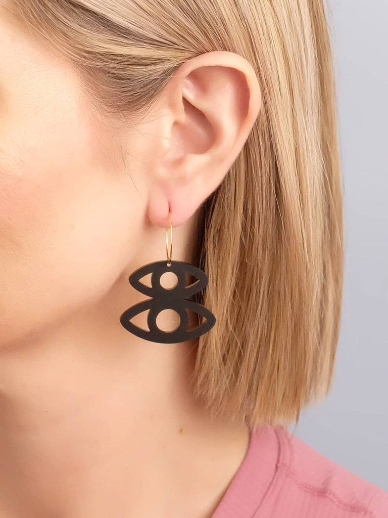 Combinist Goods - Peek Small Hoops - Black/Silver-Combinist Goods-treehaus