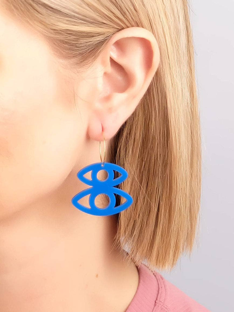 Combinist Goods - Peek Small Hoops - Cobalt Blue/Silver-Combinist Goods-treehaus