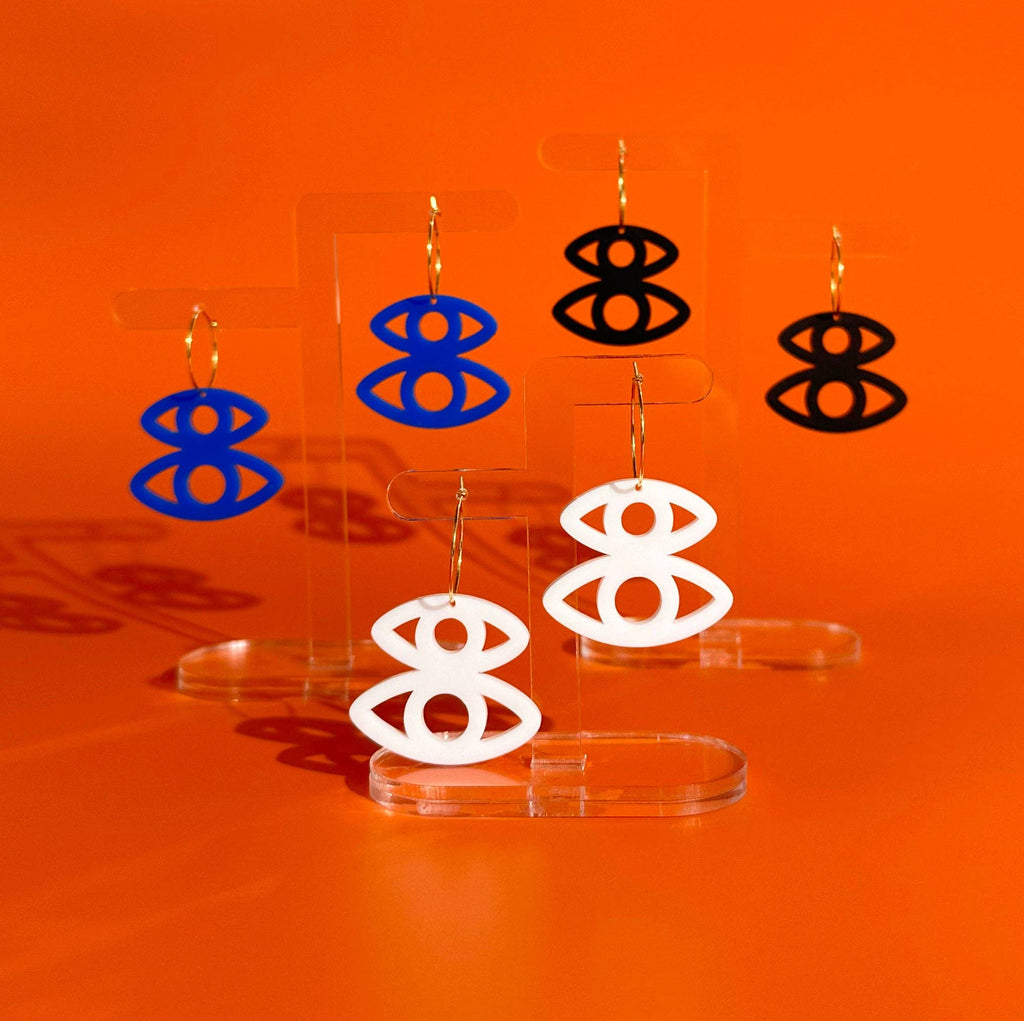 Combinist Goods - Peek Small Hoops - Cobalt Blue/Silver-Combinist Goods-treehaus