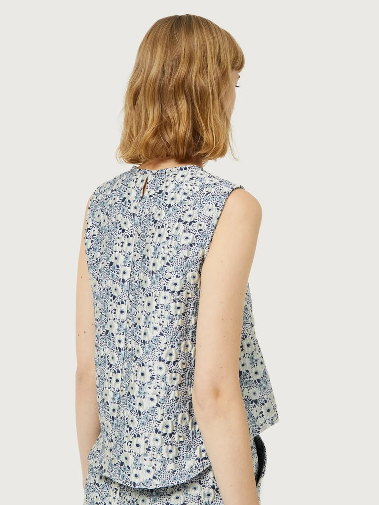 Compañia Fantasica - Floral Jacquard Top - Blue & White-Compañia Fantasica-treehaus