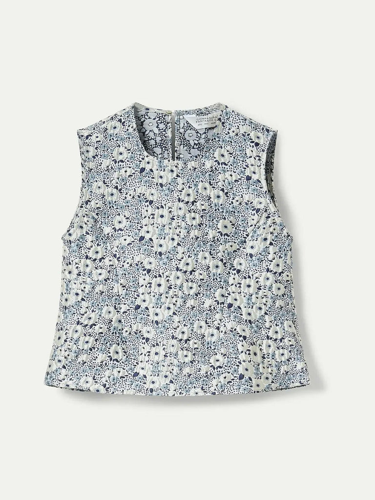 Compañia Fantasica - Floral Jacquard Top - Blue & White-Compañia Fantasica-treehaus