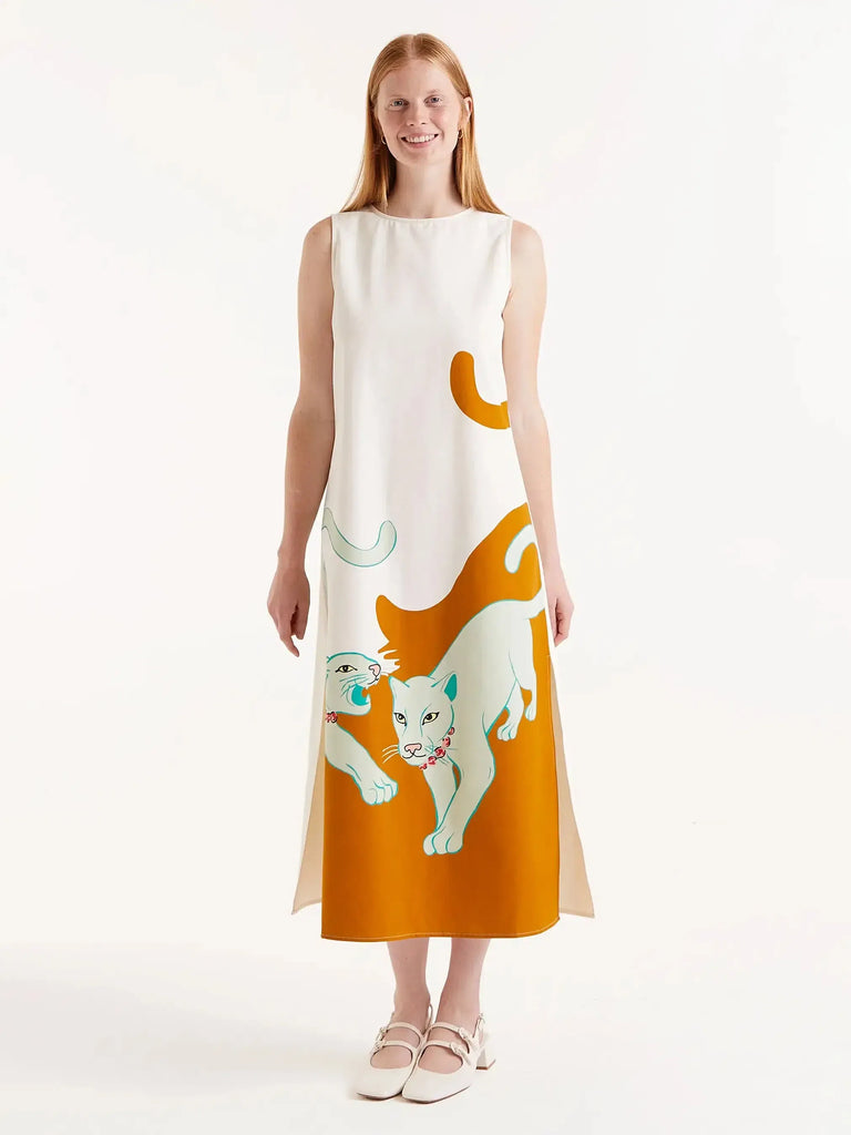 Compañia Fantasica - Jaguar Print Midi Dress - Multi-Compañia Fantasica-treehaus