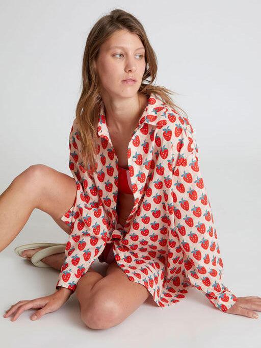 Compañia Fantasica - Strawberry Print Voile Shirt-Compañia Fantasica-treehaus