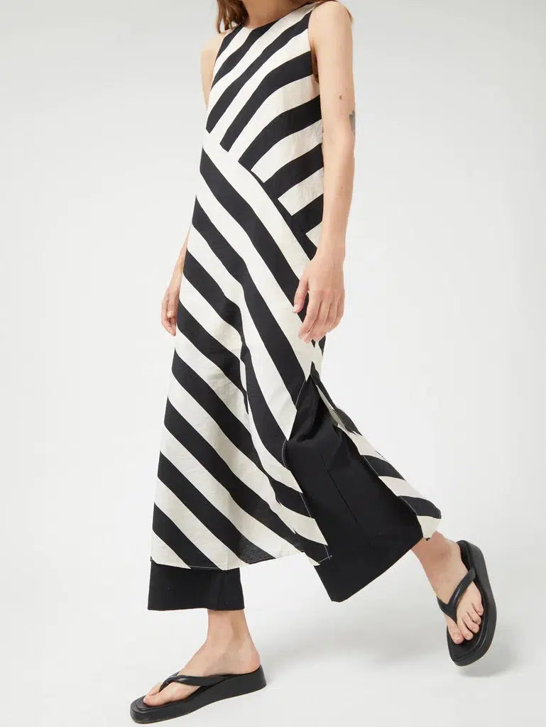 Compañia Fantasica - Striped Long Dress - Black/White-Compañia Fantasica-treehaus