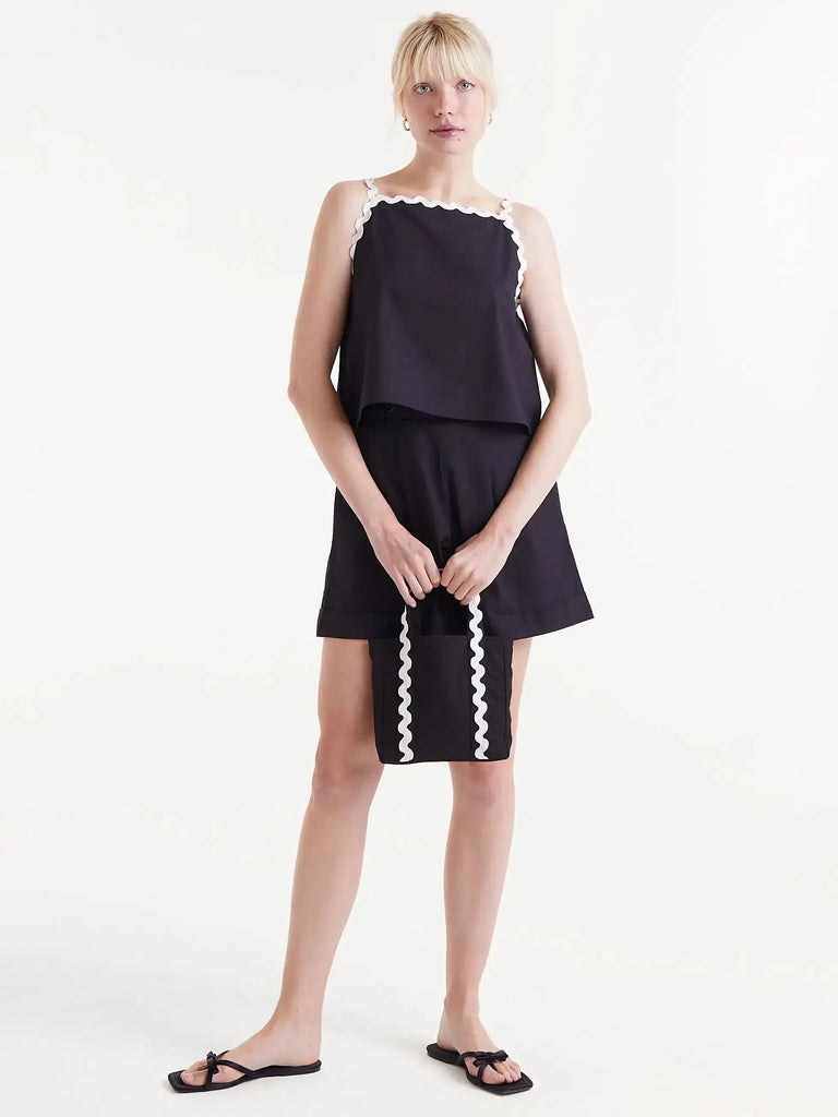 Compañia Fantasica - Top with Rick-Rack Detail - Black-Compañia Fantasica-treehaus
