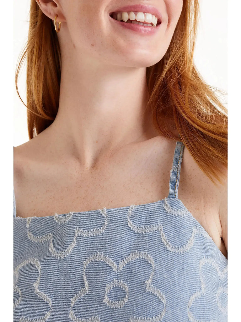 Compañia Fantasica - Woven Floral Halter Top - Denim-Compañia Fantasica-treehaus