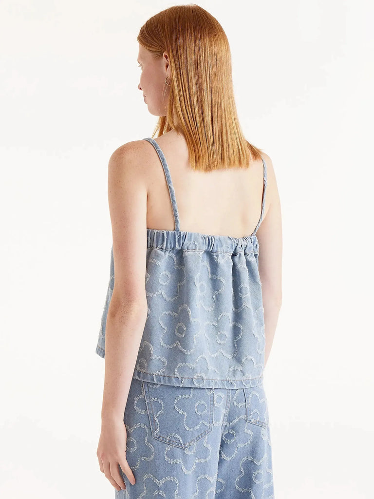 Compañia Fantasica - Woven Floral Halter Top - Denim-Compañia Fantasica-treehaus